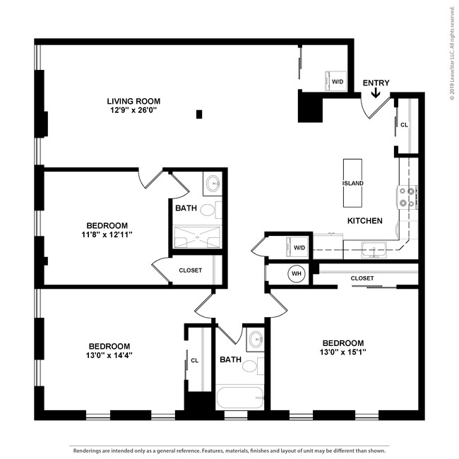 The Cosmo: Beds - 3: Baths - 2: SqFt Range - 1400 to 1400 - O'Donnell Apartments