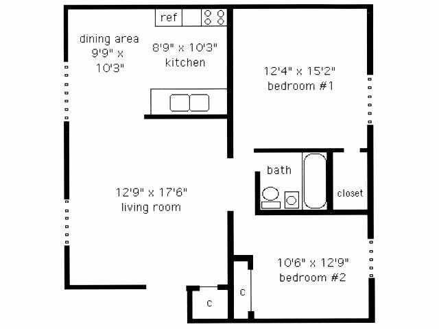 garden two bedroom - Clayton Arms Apartments