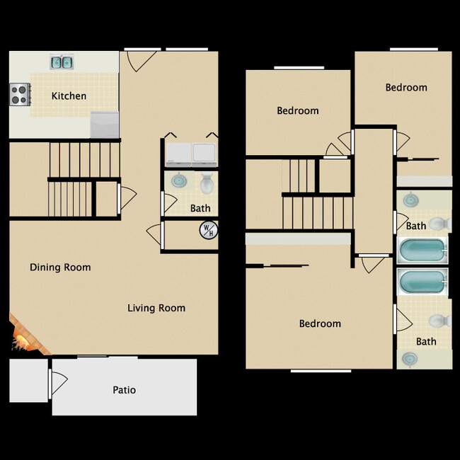 J Floor Plan - College Pointe Apartments