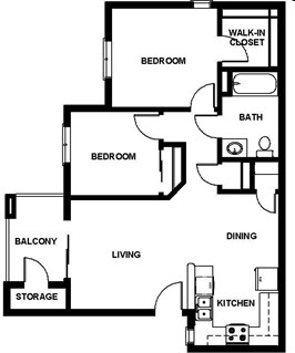 2BR/1BA - Mountain View Apartments