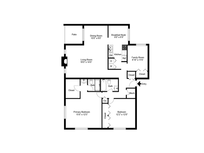 Two Bedroom Two Bathroom Den - Fox Run Apartments