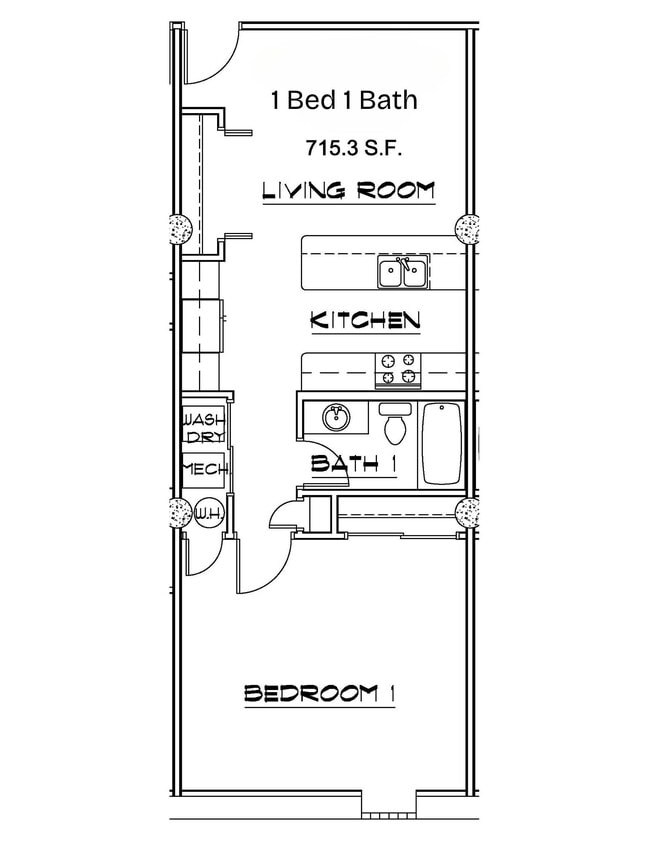 1 Bed/ 1 Bath Floorplan - WC Shinn Lofts