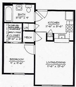 1BR/1BA Layout C - Morris Glen