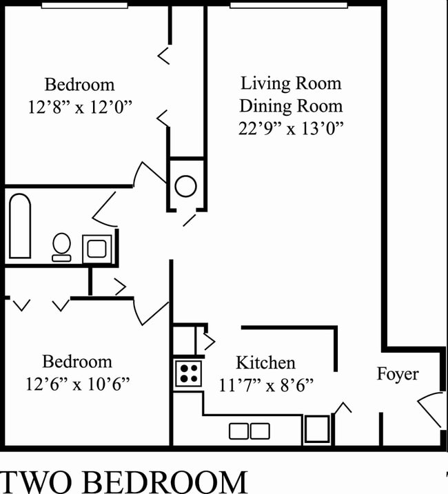 2BR/1BA - Promenade Apartments