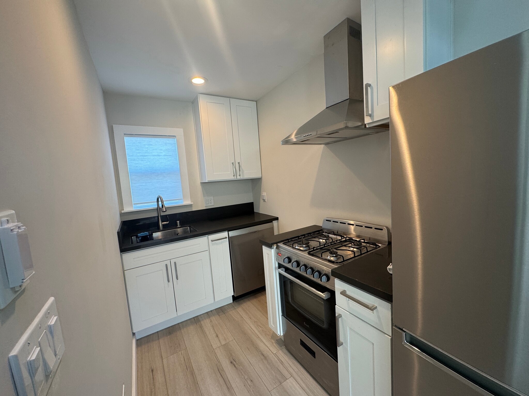 small but fully equipped kitchen with dishwasher, disposal, gas stove, air fryer, coffee machine - 3744 Granada Ave