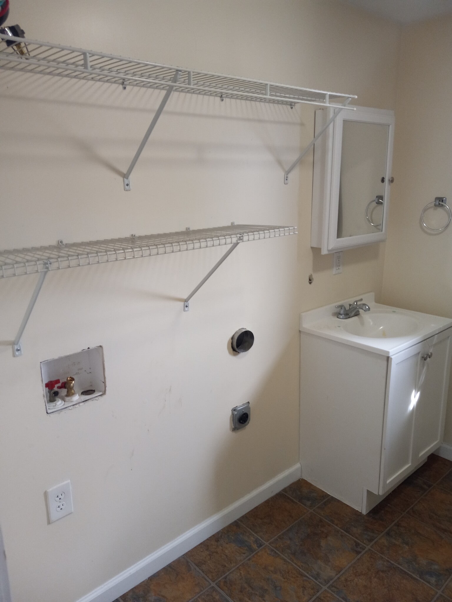 Washer dryer hookup in bathroom - 77 Fox St