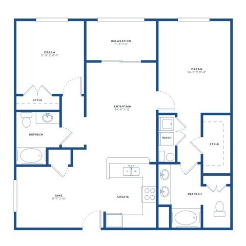 2x2 Large Floor Plan - Independence Park
