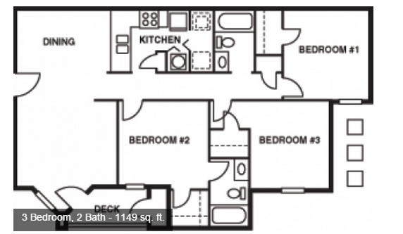 Floor Plan 3 bed 2 bath - Osprey Place