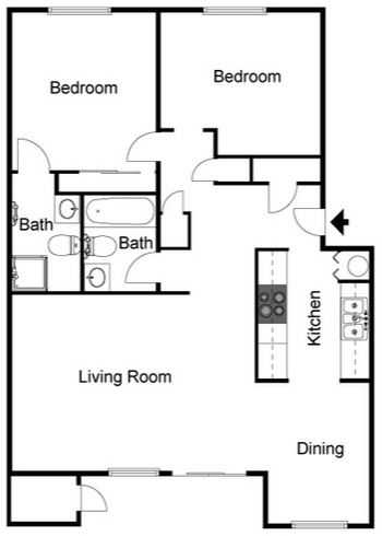 2BR/2BA - Courtyards at Cedar Hills