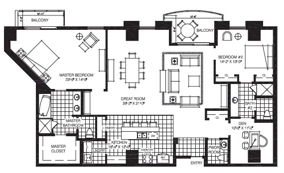 2BR/2.5BA - The Mark