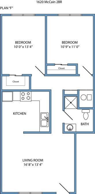 Plan F - 2-bed, 1-bath - 1620 McCain Lane