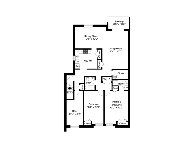 Two Bedroom Den - Whiteland West Apartments