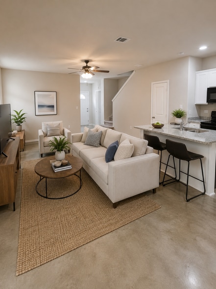 virtually staged Living - 7239 Converse Ridge Ln