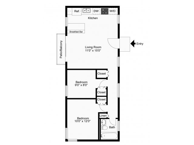 Two bedroom floor plan - Greenville on 141 Apartments & Townhomes