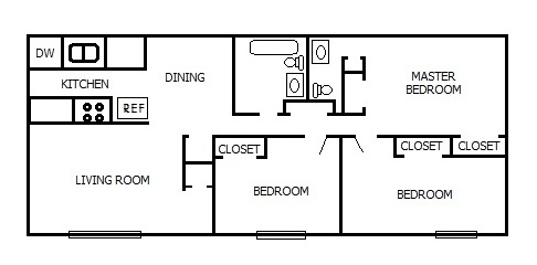 3BR/1.5BA - North Park Apartments