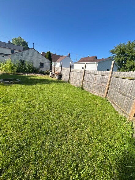 Large fenced in yard with fire pit - 1923 24th St
