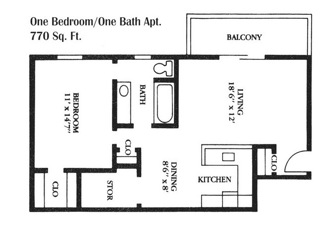 1 x 1 - 770 sq. ft. - East Bay Village