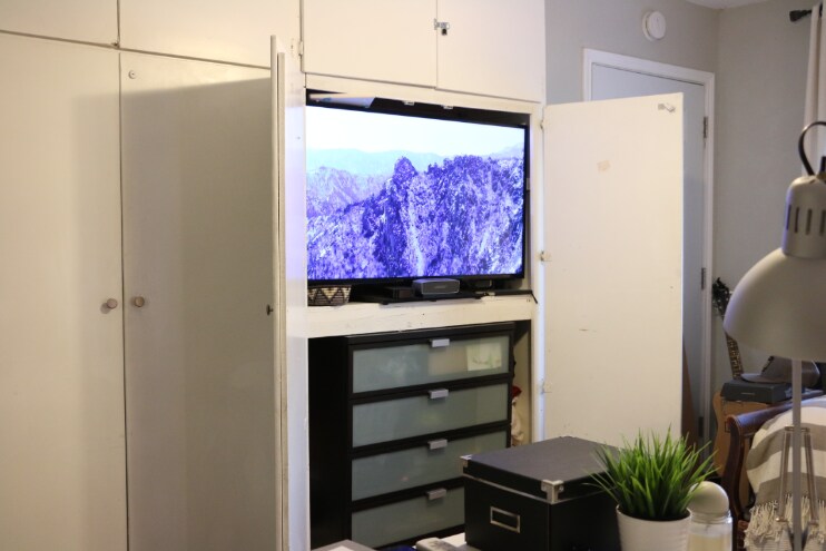 TV can be stored behind cabinet doors. - 4408 Dove Springs Dr