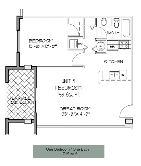 1 Bed/1 Bath 715 sq. ft. - Palermo 30