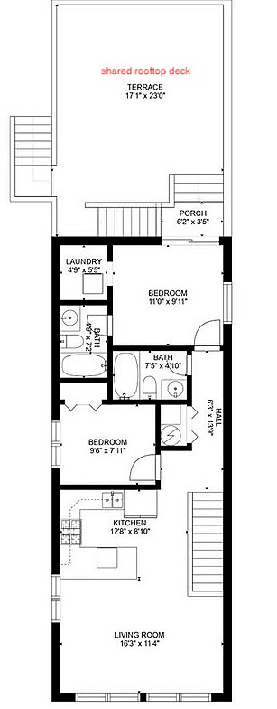 Unit 2 Floorplan - 2109 N Bingham St
