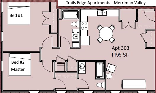 2 Bedroom Layout - Trails Edge Apartments