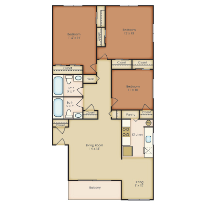 Floorplan - Country Club Apartments