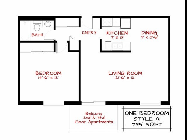 1BR/1BA A1 - Meadowview Apartments