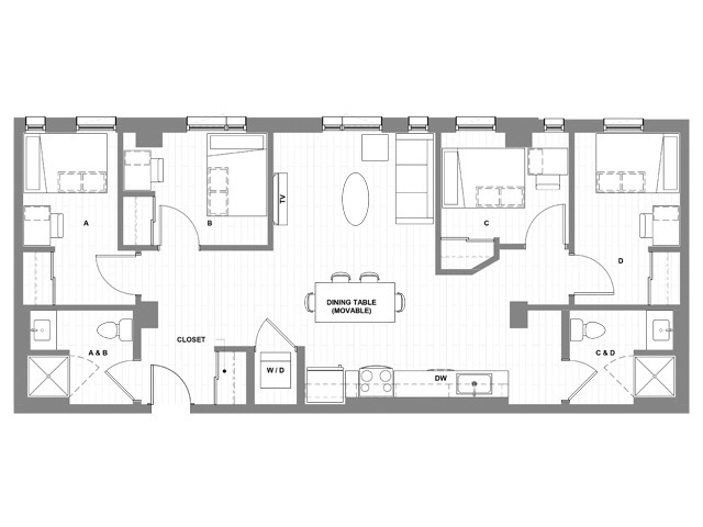 4x2 E Suite - HERE Seattle Student Apartments