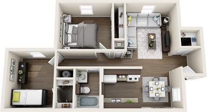 2 Bedroom Plan - Blanco Oaks Apartments