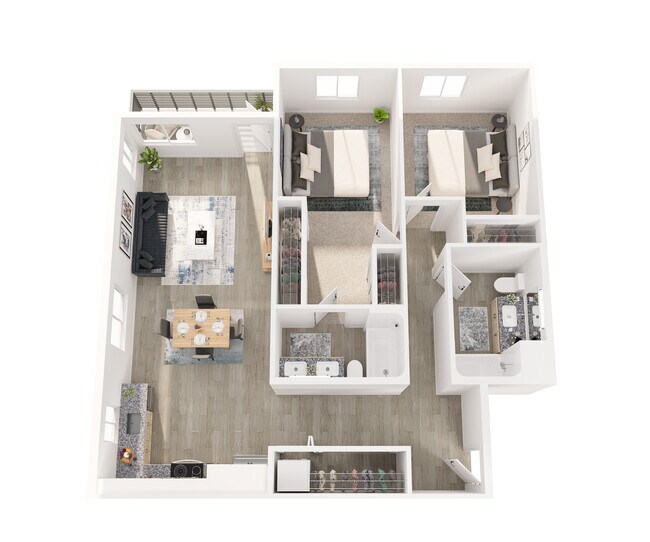 2B Floor Plan - 3D - 805 Riverfront
