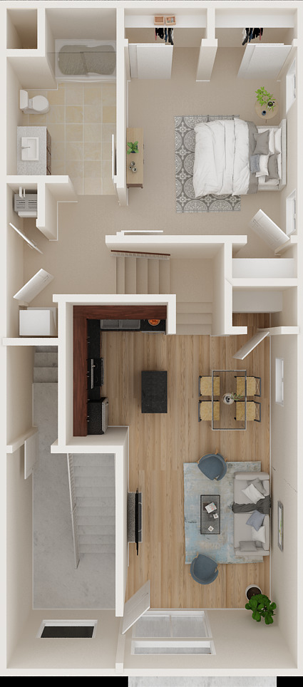 1x1-L (Lower) - Adora Townhomes