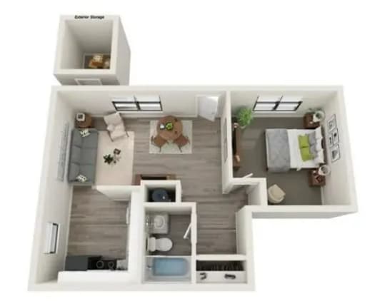 1 bedroom floor plan - Gardens at Chamblee