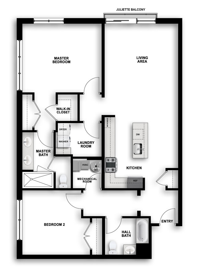 Explore this elegant floor plan designed for luxurious living and seamless functionality. - 30 Court Street Apartments