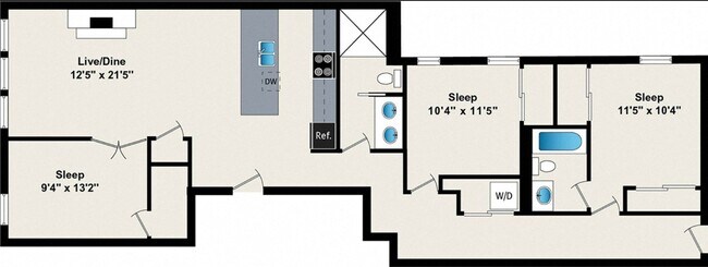 Floorplan - The Belmont by Reside Flats