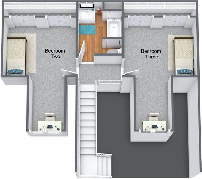 staged upper level floorplan - 725 S Clinton St
