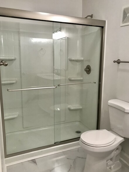 Frameless glass shower in master - 21 Vaughns Gap Rd