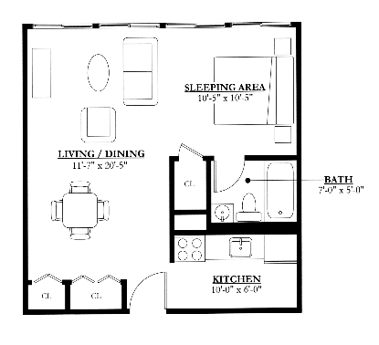 Studio - Park Square Apartments