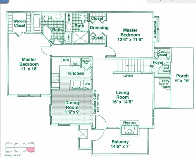 2 Bedroom, 2 Bath - D/1 - Village Club on Franklin