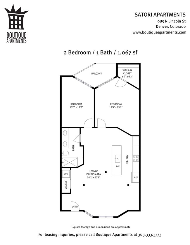 2BR/1BA Floor Plan - Satori