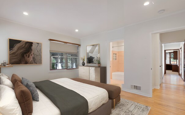 Virtually Staged Primary Bedroom - 1032 S Carmelina Ave
