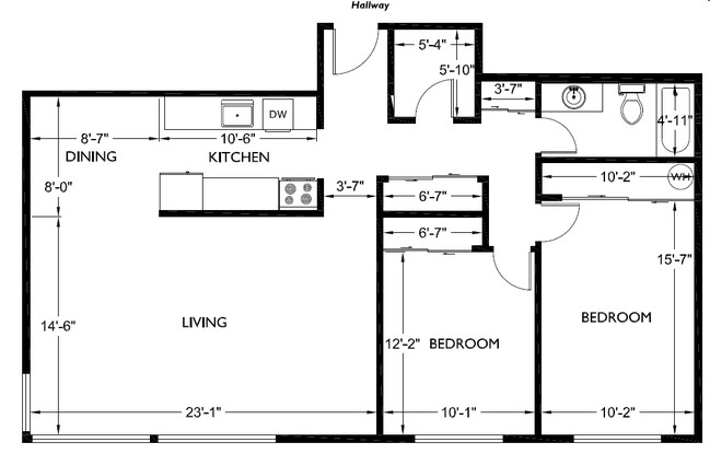 2BR/1BA - Corner House Apartments