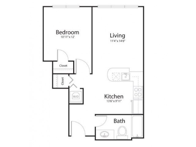 Floor plan 1u1 - Waterline