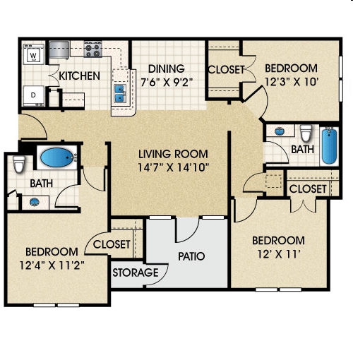 3BR/2BA - Town Parc At Tyler