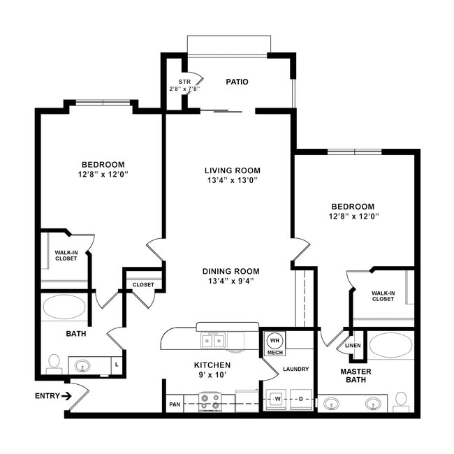 B4 Floor Plan W Dimensions - Eastland Trails Apartments