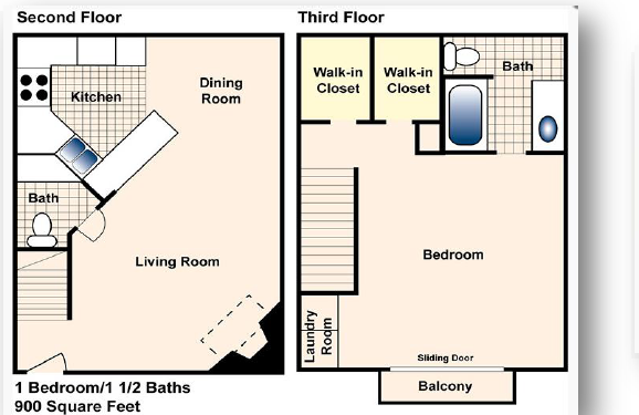 1x1.5 Th.png - Park On Eldridge Apartments