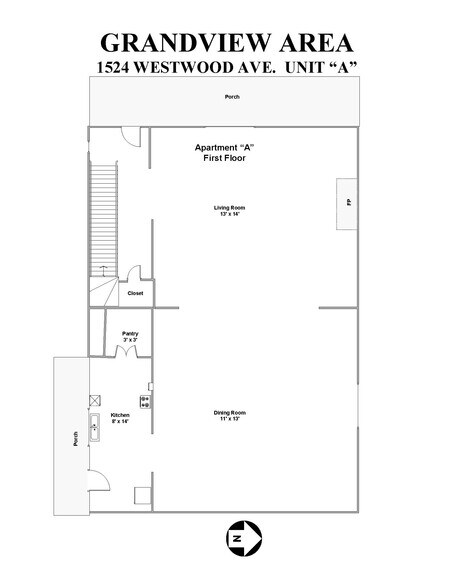 First Floor Layout - 1524 Westwood Ave
