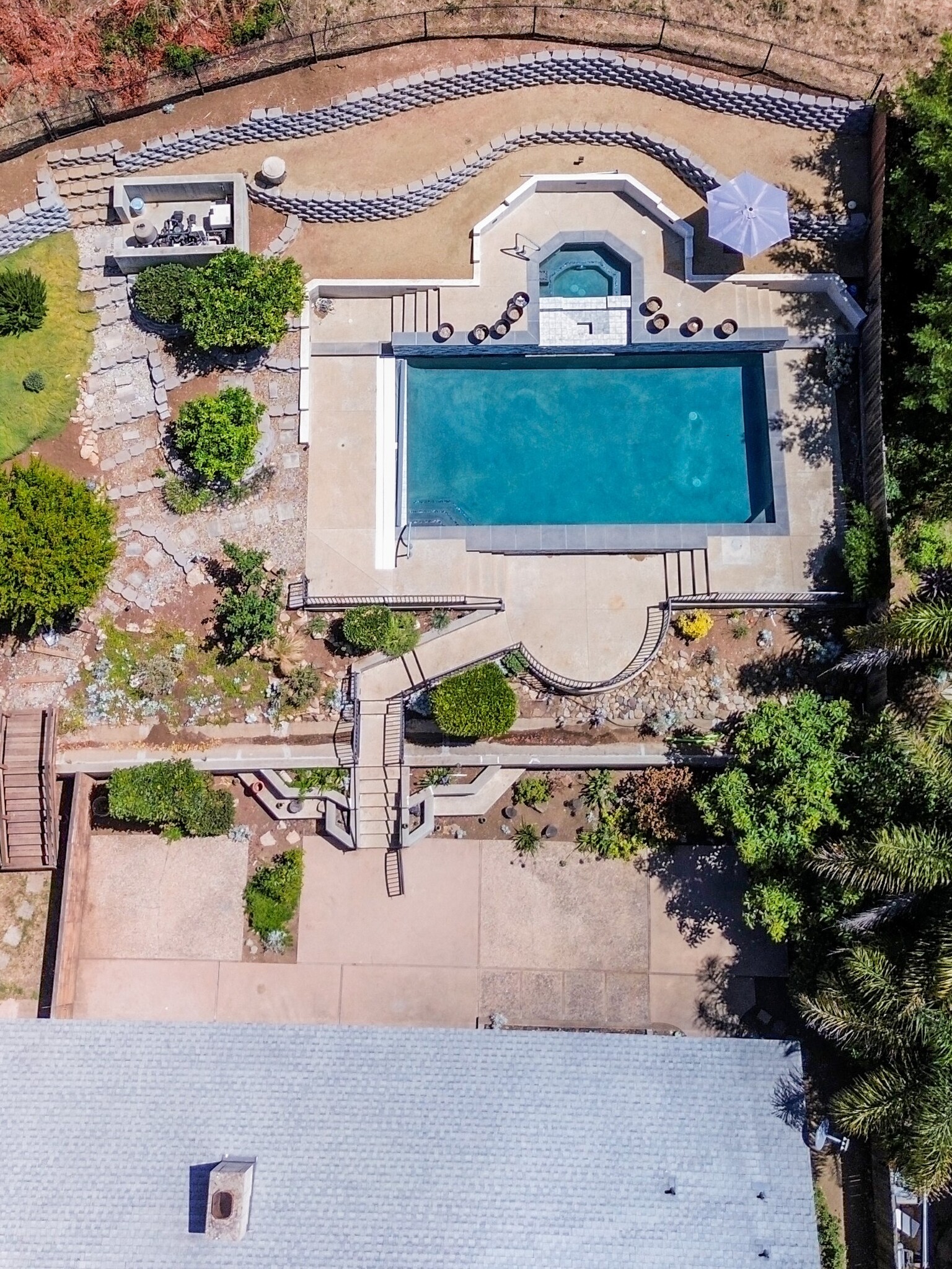 Aerial view of private pool/spa included at the home for lease - 6216 Paseo Canyon Dr
