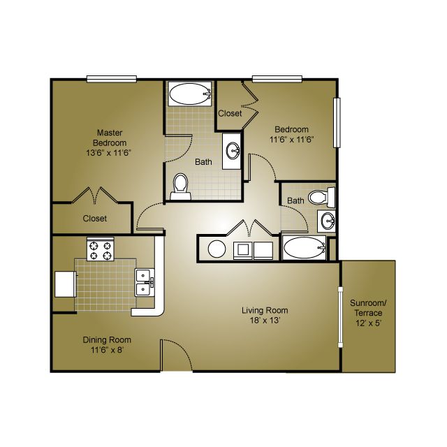 2 Bedroom / 2 Bath / 1027 Sq.Ft. - Legacy at Manchester Village