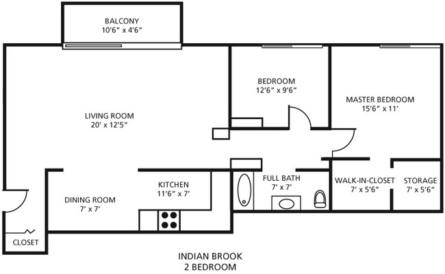 2BR/1BA - Indian Brook Apartments