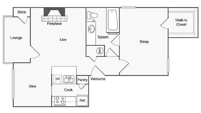 1 BR x 1 BA with W/D - B Floorplan - ReNew Andrews
